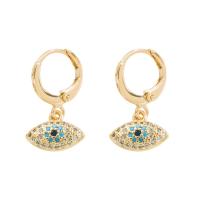 Evil Eye Oorbellen, Messing, gold plated, verschillende stijlen voor de keuze & micro pave zirconia & voor vrouw, goud, 21x13mm, Verkocht door pair