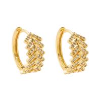 Cubic Zirconia Micro Pave Brass Earring gold color plated & micro pave cubic zirconia & for woman gold Sold By Pair