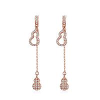 Cubic Zirconia micro pavimenta Sterling Silver Earring, 925 sterline d'argento, Calabassa, placcato, Micro spianare cubic zirconia & per la donna, nessuno, 46mm, Venduto da coppia