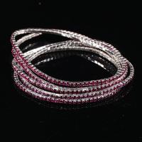 Pulsera de diamantes de imitación, con aleación de zinc, chapado, Estilo coreano & para mujer, más colores para la opción, 2mm, longitud aproximado 6.7-7 Inch, 5PCs/Grupo, Vendido por Grupo