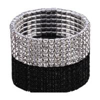 Bracciale in lega di zinco, lega in zinco, placcato, regolabile & per la donna & con strass, nessuno, Diametro interno:Appross. 50mm, 5PC/lotto, Venduto da lotto