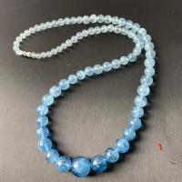 Colar de jóias de pedras preciosas, Aquamarine, Roda, para mulher, azul, 5-14mm, comprimento Aprox 38 cm, vendido por PC