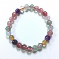 Quartz Bracelets Strawberry Quartz Round for woman mixed colors 7.3-7.6mm Length Approx 18 cm Sold By PC