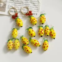 Planten Lampwork Hangers, DIY & verschillende grootte voor keus & luipaard patroon, geel, 29x11mm, 10pC's/Lot, Verkocht door Lot