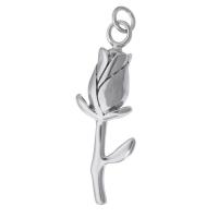 Ruostumaton teräs Kukka riipus, 316 Stainless Steel, Rose, tee-se-itse, alkuperäinen väri, 14x39x7.50mm, Reikä:N. 4mm, Myymät PC