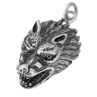 Rustfrit stål Animal Pendler, 316 Stainless Steel, Wolf, du kan DIY, oprindelige farve, 28.50x50x16mm, Hole:Ca. 6mm, Solgt af PC