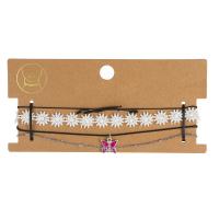 Gelaagde choker, Textiel binnenwerk Cord, met Zinc Alloy, 2 stuks & mode sieraden & voor vrouw & met strass, twee verschillende gekleurde, Lengte 37 cm, Verkocht door Stel