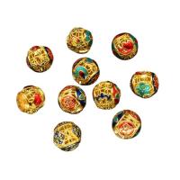 Cloisonne Beads Brass with Cloisonne Round gold color plated DIY & enamel nickel lead & cadmium free 12mm Sold By PC