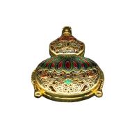 Cloisonne pakabukai, Žalvarinis, su Cloisonne, Calabash, aukso spalva padengtas, unisex & emalė, mišrios spalvos, nikelio, švino ir kadmio nemokamai, 34x50mm, Pardavė PC