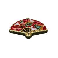 Cloisonne pakabukai, Žalvarinis, su Cloisonne, Ventiliatorius, aukso spalva padengtas, unisex & emalė, mišrios spalvos, nikelio, švino ir kadmio nemokamai, 24x17mm, Pardavė PC