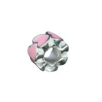 Messing Spacer Kralen, Zinc Alloy, silver plated, DIY & glazuur, roze, nikkel, lood en cadmium vrij, 10x6mm, Verkocht door PC