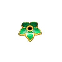 Granos de la aleación de Zinc Cloisonne imitación, con Cloisonné, Flor, cantó chapado en oro, Bricolaje & esmalte, verde, libre de níquel, plomo & cadmio, 8mm, Vendido por UD