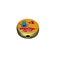 Imitation Cloisonne Zinc Alloy Beads with Cloisonne Flat Round sang gold plated DIY & enamel nickel lead & cadmium free Sold By PC