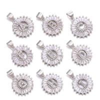 Cubic Zirconia Micro Pave Brass Pendant Alphabet Letter silver color plated DIY & micro pave cubic zirconia silver color nickel lead & cadmium free Sold By PC