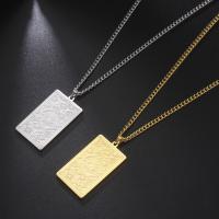 Collier de bijoux en acier inoxydable, Acier inoxydable 304, rectangle, bijoux de mode & pour homme, plus de couleurs à choisir, 40.90x23.90mm, Vendu par Environ 23.62 pouce brin