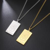 Collier de bijoux en acier inoxydable, Acier inoxydable 304, rectangle, bijoux de mode & pour homme, plus de couleurs à choisir, 40.90x23.90mm, Vendu par Environ 23.62 pouce brin