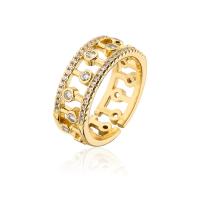 Cubic Zirconia Micro Pave Brass Ring 18K gold plated Adjustable & micro pave cubic zirconia & for woman & hollow 18mm Sold By PC