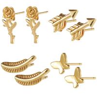 Brass Stud Earring gold color plated & for woman gold Sold By Pair