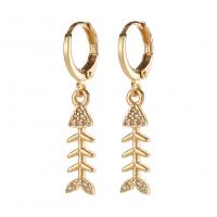 Cubic Zirconia Micro Pave Brass Earring gold color plated & micro pave cubic zirconia & for woman gold Sold By Pair