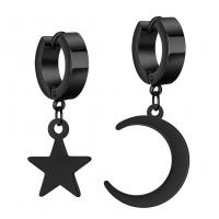 Pendientes asimétricos, Partículas de acero, Luna y estrella, Joyería & unisexo, más colores para la opción, 30mm, Vendido por Par