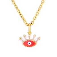 Evil Eye Pendants Brass 18K gold plated DIY & micro pave cubic zirconia & enamel Sold By PC