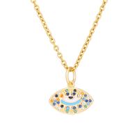 Evil Eye Pendants Brass 18K gold plated DIY & micro pave cubic zirconia & enamel Sold By PC