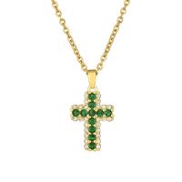 Cubic Zirconia Micro Pave Brass Pendant Cross 18K gold plated DIY & micro pave cubic zirconia Sold By PC