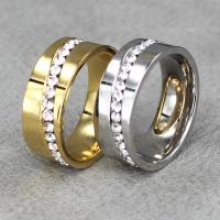 Titanium Steel Finger Ring Unisex & with rhinestone Sold By PC