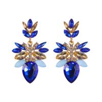 Rhinestone Earring Zinc Alloy gold color plated fashion jewelry & for woman & with rhinestone Sold By Pair