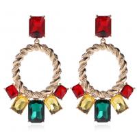 Rhinestone Earring Zinc Alloy gold color plated fashion jewelry & for woman & with rhinestone Sold By Pair