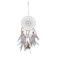 Mode Dreamcatcher, Veer, met Ijzer, Opknoping, wit, 390mm, Verkocht door PC