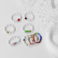 Gemstone Finger Ring, Pedra natural, with Seedbead & A pedra do rei & Concha de resina, três peças & para mulher, Mais cores pare escolha, 5-6mm,4x13mm, Diametro interno:Aprox 20mm, 3PCs/Defina, vendido por Defina