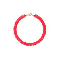 argile de polymère bracelet, avec zircon cubique & laiton, coeur, Placage de couleur d'or, élastique & pour femme, plus de couleurs à choisir, 6mm, Longueur Environ 17-18 cm, Vendu par PC