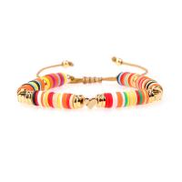 argile de polymère bracelet, avec laiton, Placage de couleur d'or, Forme différente pour le choix & Réglable & pour femme, plus de couleurs à choisir, 6mm, Longueur Environ 17-22 cm, Vendu par PC