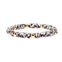 argile de polymère bracelet, avec laiton, Rond, Placage, élastique & pour femme, plus de couleurs à choisir, 6mm, Longueur Environ 17-18 cm, Vendu par PC