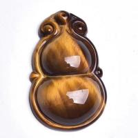 Tiger Eye Pendler, Calabash, Carved, Unisex, gul, 26x42x9mm, Solgt af PC