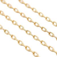 Messing Oval Chain, 14K vergulde, DIY, nikkel, lood en cadmium vrij, 3mm, Verkocht door m