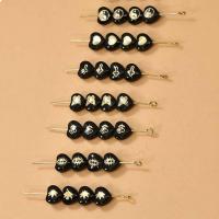 Perles de coquillage noire, coquille noire, avec laiton, Placage de couleur d'or, DIY & styles différents pour le choix & émail, noire, 8x8mm, Vendu par PC