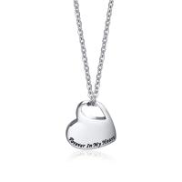 Cremation Jewelry Ashes Urn Necklace Titanium Steel Heart polished fashion jewelry & Unisex original color Length Approx 19.7 Inch Sold By PC