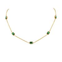 Collier de bijoux en acier inoxydable, Acier inoxydable 304, avec 1.97inch chaînes de rallonge, bijoux de mode & pour femme & avec zircone cubique, doré, 5*7mm, Longueur Environ 15.7 pouce, Vendu par PC