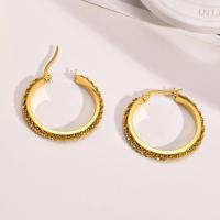 Mens acier inoxydable Hoop boucles d'oreilles, Acier inoxydable 304, bijoux de mode & styles différents pour le choix & pour femme, doré, Vendu par paire