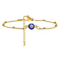 Evil Eye Jóias Pulseira, Aço inoxidável 304, with acrilico, with 1.97inch extender chain, joias de moda & para mulher, dourado, 6.30mm, comprimento Aprox 6.3 inchaltura, vendido por PC