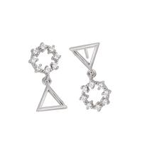 Sterling zilveren oorringen met micro-paved kubieke zirconia's, 925 sterling zilver, silver plated, micro pave zirconia & voor vrouw, zilver, 19mm, Verkocht door pair