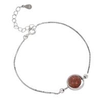 Sterling Zilver Armbanden, 925 sterling zilver, met Strawberry Quartz, silver plated, mode sieraden & voor vrouw, zilver, 185mm, Verkocht door PC