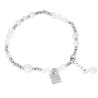 Bracelets en argent sterling, Argent sterling 925, avec Shell Pearl, Placage de couleur argentée, bijoux de mode & pour femme, argent, 170mm, Vendu par PC