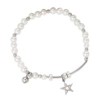 Sterling Zilver Armbanden, 925 sterling zilver, met Shell Pearl, silver plated, mode sieraden & voor vrouw, oorspronkelijke kleur, 175mm, Verkocht door PC