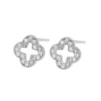 Cubic Zirconia micro pavimenta Sterling Silver Earring, 925 sterline d'argento, placcato color argento, Micro spianare cubic zirconia & per la donna, argento, 8mm, Venduto da coppia