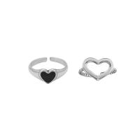 Zinc Alloy fingerring, Heart, platin farve forgyldt, justerbar & for kvinde & emalje, flere farver til valg, nikkel, bly & cadmium fri, Størrelse:6-8, Solgt af PC