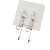 Boucles d'oreilles en alliage de zinc, Motif géométrique, Placage de couleur platine, pour femme & creux, protéger l'environnement, sans nickel, plomb et cadmium, 50-100mm, Vendu par paire