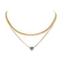 Collier de mode Multi couche, alliage de zinc, avec perle de plastique, plaqué de couleur d'or KC, multicouche & pavé de micro zircon & pour femme, plus de couleurs à choisir, Longueur Environ 14.9-21.6 pouce, Vendu par PC